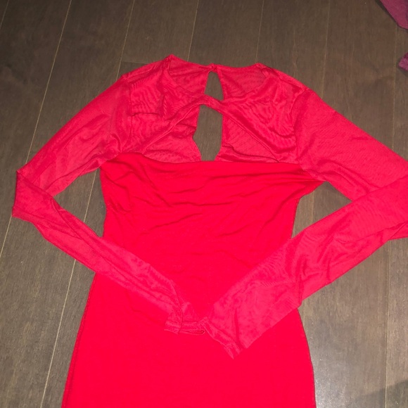 Naked wardrobe dress with mesh sleeves - Picture 2 of 2